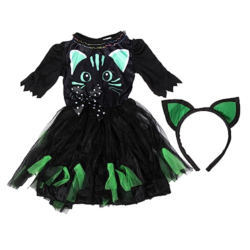 UKCOCO 1Satz Mädchenkatze Kostüm Halloween mit Katzenohren Stirnband Cosplay Partys Bühnenaufführungen Verarbeitung Bequeme Trageweise von UKCOCO