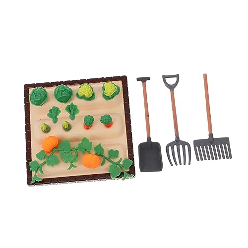 UKCOCO 1Satz Mini Farm Werkzeugmodell Teiliges mit Mini Gemüsefeld Szene Hochwertiges Zubehör für Puppenhaus und Gartenbastelei Lebensechte Details Langlebig und Robust von UKCOCO