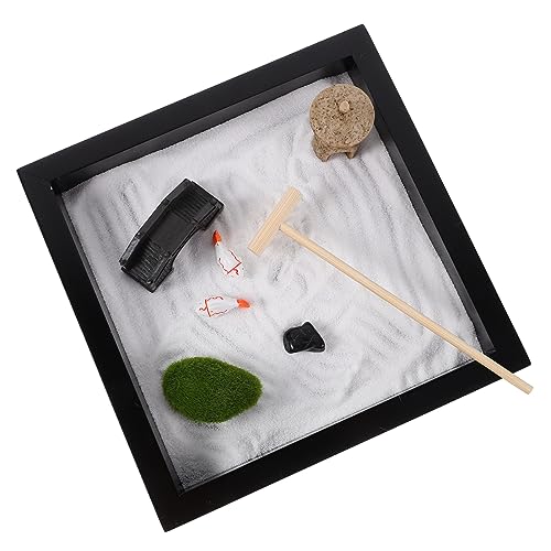 UKCOCO 1Satz Mini Zen Garten für Schreibtischdekoration Kreativer Sandkasten für Mikro Landschaft Handgefertigte Accessoires zur Stressbewältigung und Meditation von UKCOCO