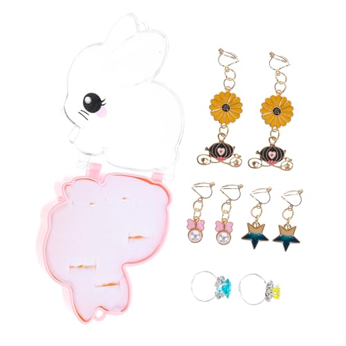 UKCOCO 1Satz Ohrclips Set für Niedliche Clip Ohrringe und Ringe für Kleine Prinzessinnen kein Piercing Erforderlich für Verkleidungen Partys Geburtstage und Feiertage von UKCOCO