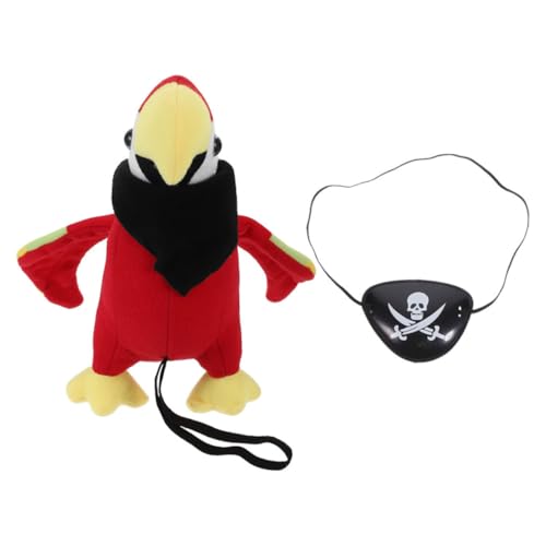 UKCOCO 1Satz Piraten Papagei Kostümzubehör Schulter Papagei mit Augenklappe und Schwarzem Halstuch Teiliges für Halloween und Rollenspiele Sicheres und Langlebiges für Erwachsene von UKCOCO