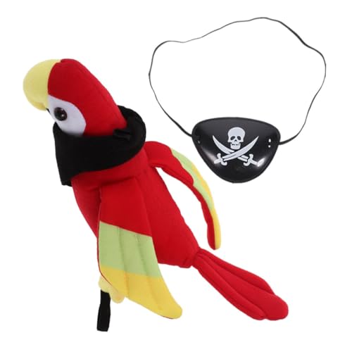 UKCOCO 1Satz Piratenpapagei Kostümzubehör Teiliges Cosplay Requisiten für Halloween Schulter Papagei mit Schwarzem und Augenmaske für Piratenkostüme und Rollenspiele von UKCOCO
