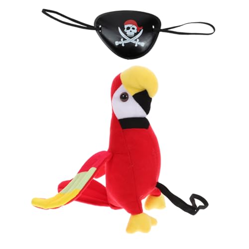 UKCOCO 1Satz Piratenpapagei Plüschtier Requisite für Halloween Cosplay Teiliges Kostümset mit Schulterpapagei und Roten Hut Piraten Mottopartys und Bühnenauftritte von UKCOCO
