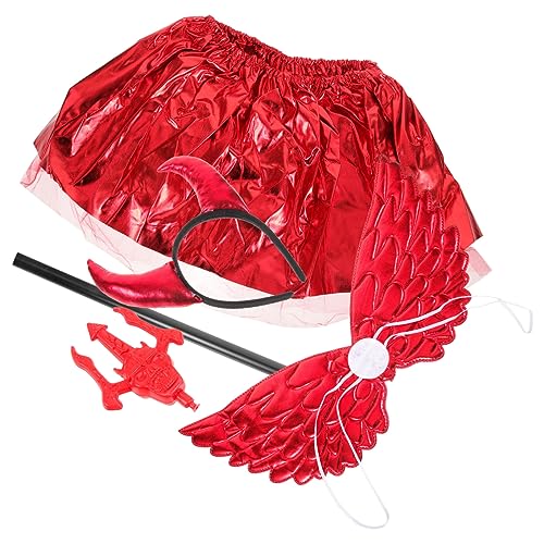 UKCOCO 1Satz Teufel Kostüm Zubehör Horn Stirnband Roter Tutu Rock Teufelsflügel für Halloween Cosplay Party Perfektes Accessoire für Unvergessliche Auftritte UKCOCO 1Satz Teufel Kostüm Zubehör Horn Stirnband Roter Tutu Rock Teufelsflügel für Halloween Cosplay Party Perfektes Accessoire für Unvergessliche Auftritte von UKCOCO