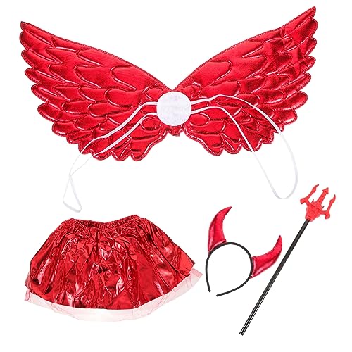 UKCOCO 1Satz Teufelshörner Stirnband Tutu Rock Teufelsflügel für Cosplay Partys von UKCOCO