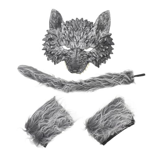 UKCOCO 1Satz Wolf Cosplay Kostüm mit Maske Handschuhen und Zubehör für Tanzshows aus Strapazierfähigem Material Gefertigt Bequem und Langlebig von UKCOCO