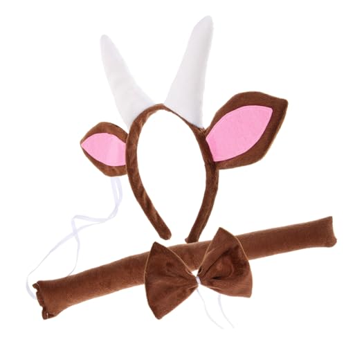 UKCOCO 1Satz Ziegenhorn Kostümset Ziegenohren Stirnband mit Fliege für Cosplay Tierpartys Besondere Anlässe Süßes Dekoratives Zubehör für Frauen Teenager von UKCOCO