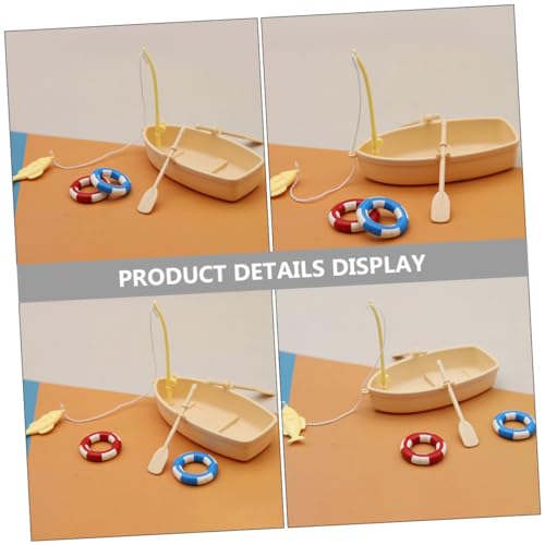 UKCOCO 2 Sätze Miniatur Angelboot Set Teilig Schwimmfähiges Plastik Fischerboot Modell Niedliches Mini Boot als Puppenhaus Dekoration Handbemalbares Angelzubehör für Kinderzimmer und von UKCOCO