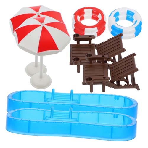 UKCOCO 2 Sätze Miniatur Schwimmbad Teilig mit Puppenhaus Schwimmring Strandstuhl und Sonnenschirm für Puppenhaus Dekoration Mini Spielmöbel UKCOCO 2 Sätze Miniatur Schwimmbad Teilig mit Puppenhaus Schwimmring Strandstuhl und Sonnenschirm für Puppenhaus Dekoration Mini Spielmöbel von UKCOCO