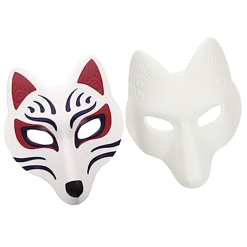 UKCOCO 2 Stück DIY Teiliges Fuchs Masken zum Bemalen Leichte Unbemalte Halloween Masken für Erwachsene und Jugendliche für Maskenball Karneval Geburtstag und Kostümparty von UKCOCO