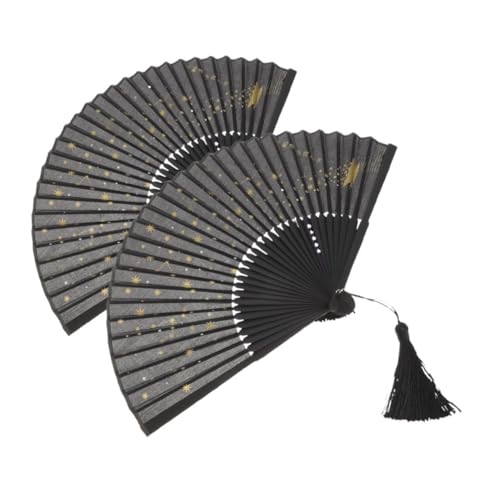 UKCOCO 2 Stück Faltbare Handfächer aus Seide mit Bambusrahmen Chinesischer Stil Leicht und Kompakt Dekorativ mit Elegantem Präge Design für Tanz Hochzeit Party und Heimdekoration von UKCOCO