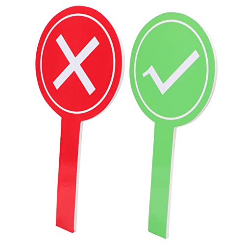 UKCOCO 2 Stück Handheld Antwortpaddel für Klassenzimmer Abstimmung Voting Board mit Kreuz und Grünem Haken Langlebiges Handgerechtes Bewertungs und Spielbrett für Lehrer und Schüler von UKCOCO