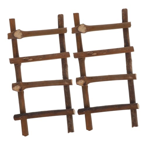 UKCOCO 2 Stück Mikro-Landschaftsleiter Mini-Leiterstütze Miniaturleiter für Feengarten Puppenhaus-Ornament Miniatur-Leiter- Miniatur-Zubehör Mini Möbel Rattan Coffee von UKCOCO