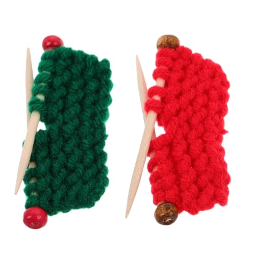UKCOCO 2 Stück Strickpullover-Modell Mini-Strickmütze Puppenspielzeug aus gestrickter Wolle kleine Mütze Woll -Woll -Strickspielzeug Mini-Puppenhauszubehör winzige Wintermützen Holz von UKCOCO