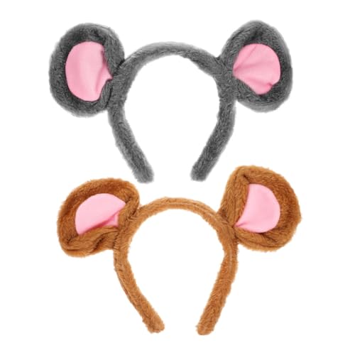 UKCOCO 2 Stück Tierkopfbedeckungen Mit Ohren Stirnband Für Damen Mauskostüm Dschungeltier Haarbänder Tier Stirnbänder Haarreifen Cartoon Tier Stirnband Für Kleinkinder Mausohr von UKCOCO
