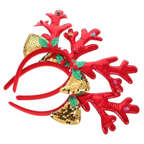 UKCOCO 2 Stück Weihnachtlicher Rentier Geweih Haarreif Leichtes Komfortables Stirnband mit Süßen Rentierohren Festliches Party Accessoire für Damen für Weihnachten und Familienfeiern von UKCOCO