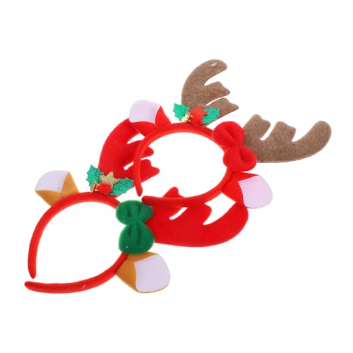 UKCOCO 2 Stück Weihnachts Haarreif Rentiergeweih Karikatur Haarband Festliche Party Dekoration für Frauen Mädchen von UKCOCO