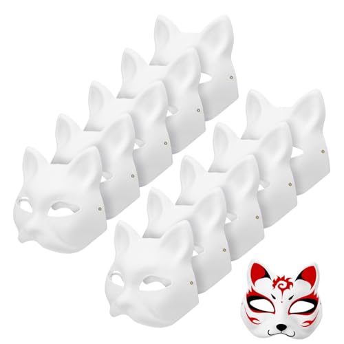 UKCOCO 20 Stück Teiliges Weiße Katzenpapiermasken zum Bemalen Umweltfreundlich Unbemalt DIY Bastelmasken für Karneval und Cosplay Geeignet für Erwachsene von UKCOCO