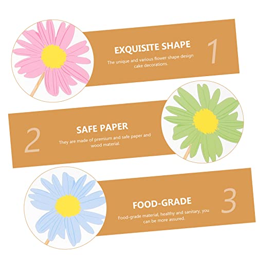 UKCOCO 24 Stück Teiliges Cake Inserts mit Frischen Designs Farbenfrohe Blumendekorationen für Kuchen und Cupcakes Party und Hochzeitstortendeko Lebendige Sommerblumen Topper von UKCOCO