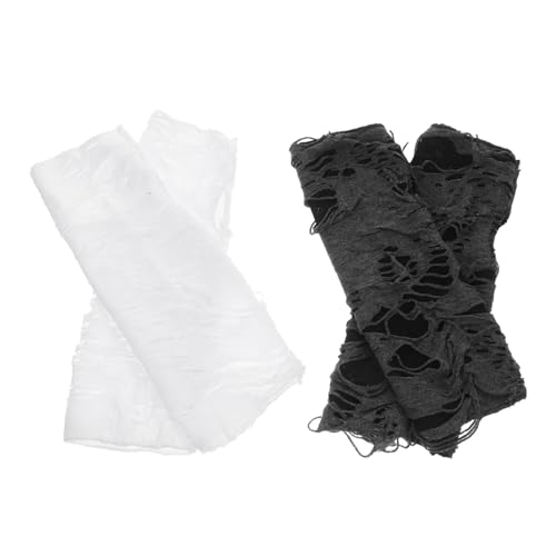 UKCOCO 2Paare Gothic Halloween Fingerlos Elastisch für Cosplay Partys für Damen Herren Dekoratives Kostümzubehör von UKCOCO