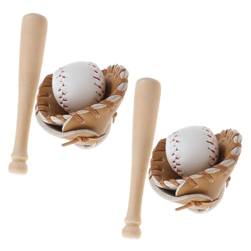 UKCOCO 2Sätze Mini Baseball mit Handschuh und Ball Teiliges für Miniaturhäuser Sportornament für Kreative Dekorationen und von UKCOCO