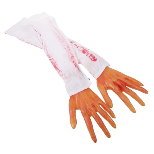 UKCOCO 2Stücke Halloween Fake Blood Armhände Gruselige Requisiten für Kostümpartys und Dekoration Realistische Kunstblut Hände für Schaurige Halloween Events von UKCOCO
