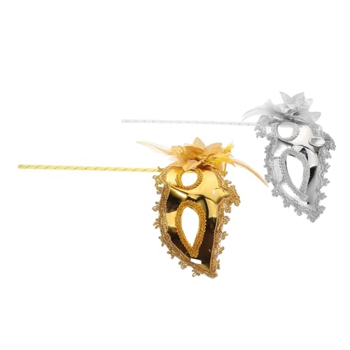 UKCOCO 2Stücke Handheld Venezianische Maske Maskerade Maske für Halloween Karneval Themenpartys Goldene Silberne Kostüm Accessoires mit Stickgriff für Besondere UKCOCO 2Stücke Handheld Venezianische Maske Maskerade Maske für Halloween Karneval Themenpartys Goldene Silberne Kostüm Accessoires mit Stickgriff für Besondere von UKCOCO