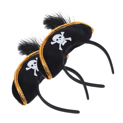 UKCOCO 2Stücke Piraten Haarreif mit Hut Halloween Kopfschmuck für Piratenpartys Cosplay Zubehör Atmungsaktiv und Bequem Kreative Foto Requisite für Mottopartys und Maskeraden von UKCOCO