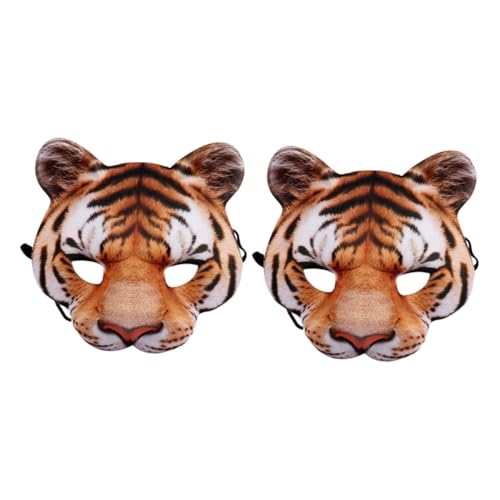 UKCOCO 2Stücke Tigermaske Cosplay Tiermaske für Halloween und Kostümpartys Realistische Maske mit Design für Maskenbälle und Tier Cosplay Requisiten von UKCOCO