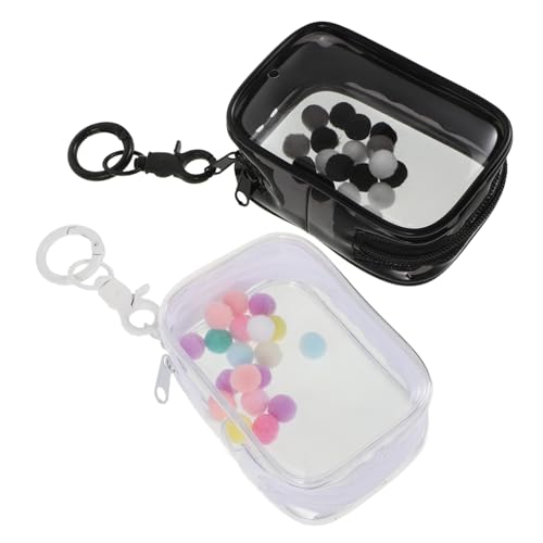 UKCOCO 2Stücke Transparente Mini Puppentasche mit Schlüsselanhänger und Bommelball Klarsichtbeutel für Figuren Aufbewahrungsbox für Actionfiguren für Sammler von UKCOCO
