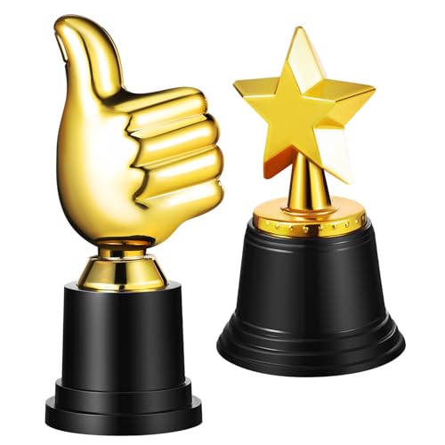 UKCOCO 2 Stück Hoch Trophäen aus Kunststoff Glänzende Stern Preistrophäe für Partys Dekorative Kleiner Trophäen Auszeichnung für Wettbewerbe und Erfolge von UKCOCO
