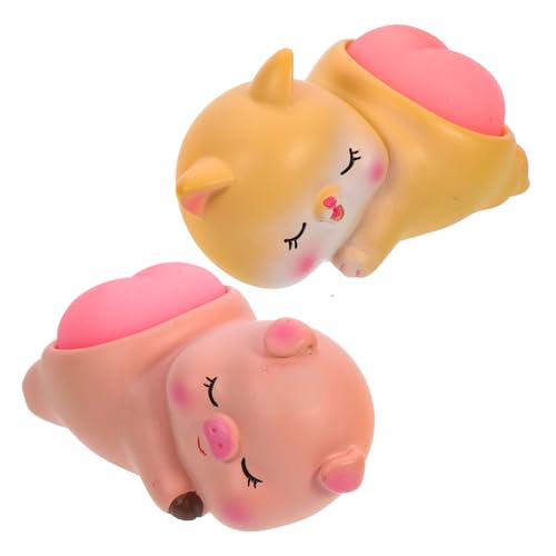 UKCOCO 2stücke Tierische Auto-Dekorationen Für Innenräume Niedliche Cartoon-Figuren Katze Schwein Als Tischdeko Und Auto-Accessoire Für Partys Und von UKCOCO