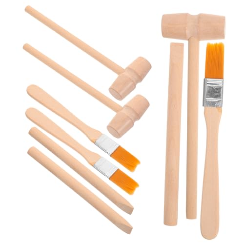 UKCOCO 3 Sätze Teiliges Ausgrabungswerkzeuge für Holzhammer Meißel und Pinsel für Ausgraben von Edelsteinen Lernspielzeug für und Handfertigkeit von UKCOCO