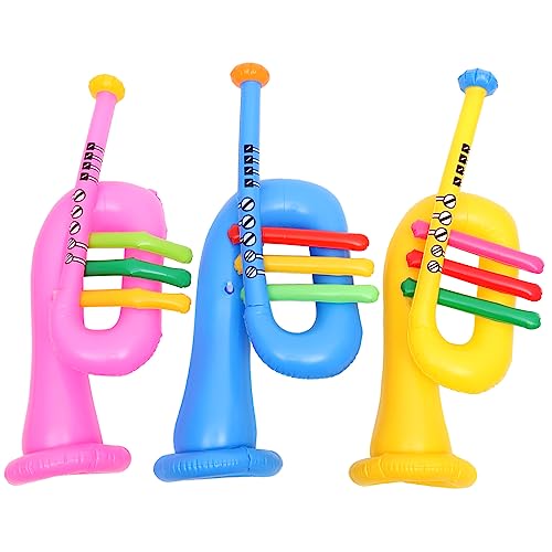 UKCOCO 3 Stück Aufblasbare Instrumente Bunte Trompeten für Party Accessoires für Musikmottos Geburtstagsfeiern und Festivals Zufällige Farbe von UKCOCO