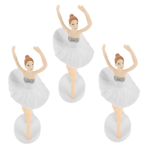 UKCOCO 3 Stück Kuchendekorationspuppe Mädchenfigurendekorationen Geburtstag Wunder Kuchendeckel Ornament tanz kuchen dekoration Dekorieren von Balletttorten Ballett Tortenaufsatz PVC Weiß von UKCOCO