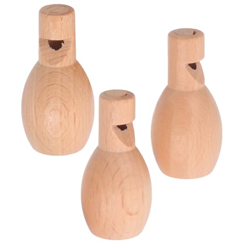 UKCOCO 3 Stück Mini Holzpfeifen für Musikinstrumente Kreativität und Atemkontrolle für Partys und Kindergarten aus Hochwertigem Naturholz Gefertigt von UKCOCO