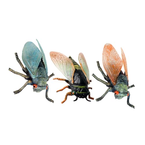 UKCOCO 3 Stück Simuliertes Zikadenmodell Ornamente Schreibtisch dekorativ Zikadenfiguren aus Kunststoff kleine Plastikdekoration Retro-Tierstatue Zikade-Ornament von UKCOCO