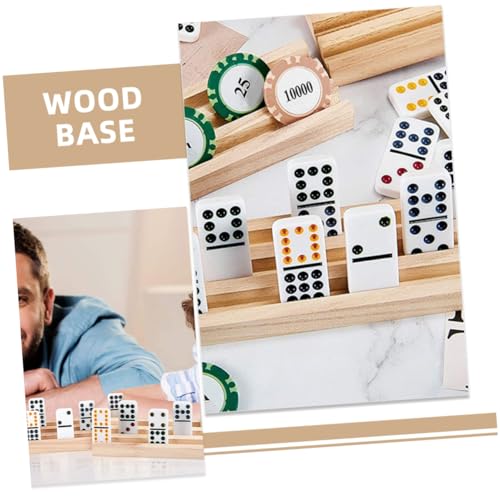 UKCOCO 3 Stück Teiliges Domino Holzregal für Mexican Train Stabiles Rutschfestes Spielständer Multifunktional für Domino und Buchstaben Karten Langlebiges Naturholz Modernes Design von UKCOCO