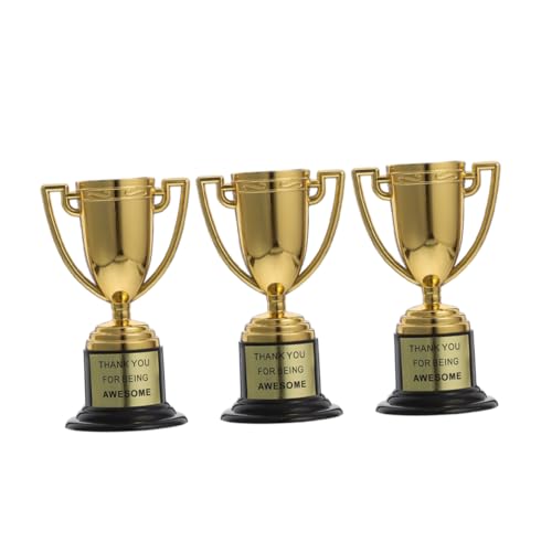 UKCOCO 3 Stück kleine Trophäe Partyartikel für Belohnung für Kindersportwettkämpfe Preise für Erwachsene Teilnahme Trophäe Plastik Golden Wiederverwendbar von UKCOCO