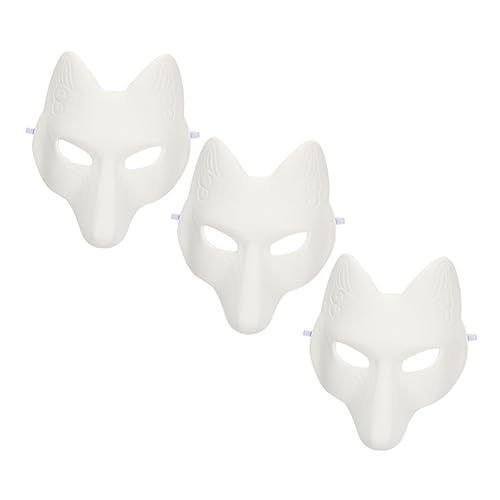 UKCOCO 3Stücke DIY Fuchsmaske aus PU Leere Cosplay Masken für Maskerade Halloween und Kreative Partys Leicht Sicher und Anpassbar für Designs von UKCOCO