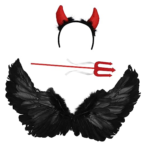 UKCOCO 3Stücke Teiliges Halloween Kostüm mit Flügeln Zubehör für Party Cosplay Festivals Bequemes Material für Schillernde Auftritte von UKCOCO