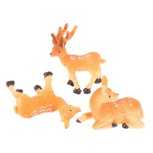 UKCOCO 3stücke Miniatur REH Figuren Aus Resin Weihnachtsdeko Für Mikrolandschaften Detailreiche Tierornamente Für Festliche Anlässe Und Gartenarrangements von UKCOCO