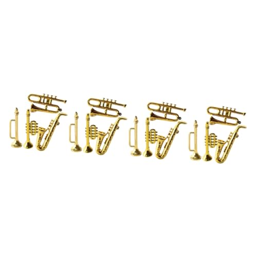UKCOCO 4 Sätze Mini Saxophon Dekorationen Miniatur Puppe Mini Trompete Spielzeugmodell Winzige Musikinstrumente Musikdekor Realistisches Mini Instrument Mini 4 Stück * 4 von UKCOCO