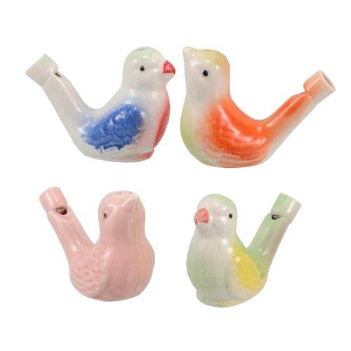UKCOCO 4 Stück Keramische Vogelpfeife mit Aufhängeschnur Porzellan Wasservogelpfeifen für Langlebige Tragbare Naturklänge Spielzeuge als Party und Geburtstagsgeschenk von UKCOCO