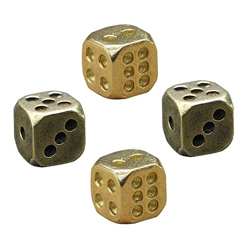 UKCOCO 4 Stück Messingwürfel Dekoratives Spiel Vintage Dekoration Für Die Partyspiele Knochenfarbene Würfel Sechs Würfel Spielornament Messing Requisiten Zufällige Farbe von UKCOCO