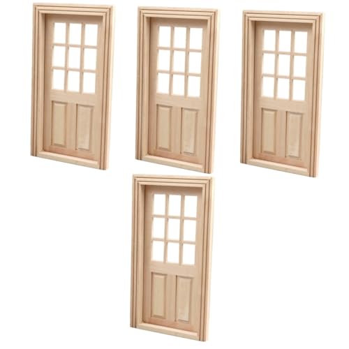 UKCOCO 4 Stück Mini Tür Und Fenstermodell Heimdekor Mini Möbel Requisite Puppenhausmöbel Winzige Häuser Kleine Hausdekoration Kleines Winzige Häuser Mini Hausmöbel Khaki von UKCOCO