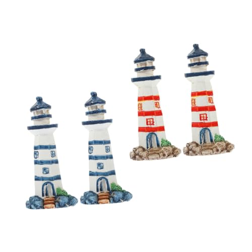 UKCOCO 4 Stück Mini -leuchtturmmodell Miniatur -leuchtturmstatuen Miniature Beacon Replik Dollhouse Lighthouses Modell Eines Meeresleuchtturms Mini Lighthouse Statuen Harz von UKCOCO