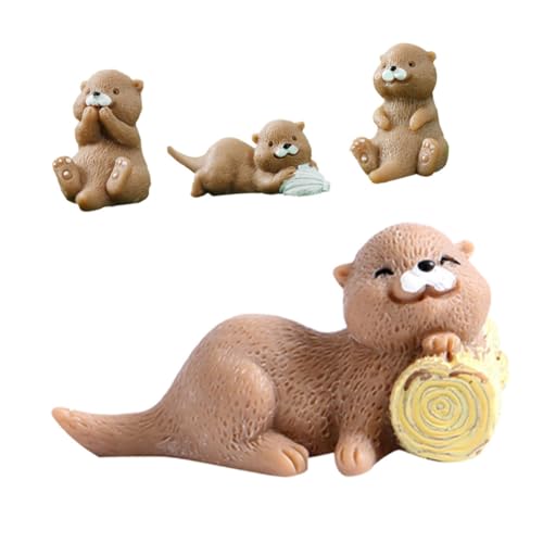 UKCOCO 4 Stück Miniatur Otter Figuren aus Harz Niedliche Deko für Terrarien Cake Decoration und DIY Projekte für und Heimdekoration von UKCOCO