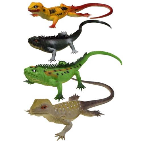 UKCOCO 4 Stück Teiliges Simulationseide Lizard Scherzspielzeug Lustige Druckspielzeuge für Kindergeburtstag Party Dekoration und Stressabbau Grün Gelb Weiß von UKCOCO