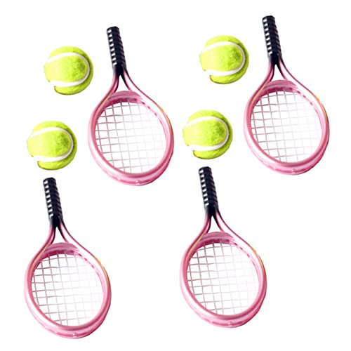 UKCOCO 4Sätze Tennisschläger mit Modellen Kinderfreundliches Zubehör für Puppenhaus oder Szenen für Kreative Deko und Handwerkskunst von UKCOCO